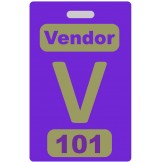 Custom Printed Numbered Purple PVC Vendor Badges + Strap Clips - 10 pack